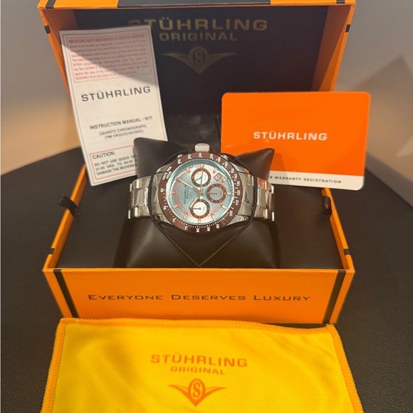Stuhrling Ultima Aquadiver Ice Blue Men’s Chronograph Watch - Picture 5 of 8